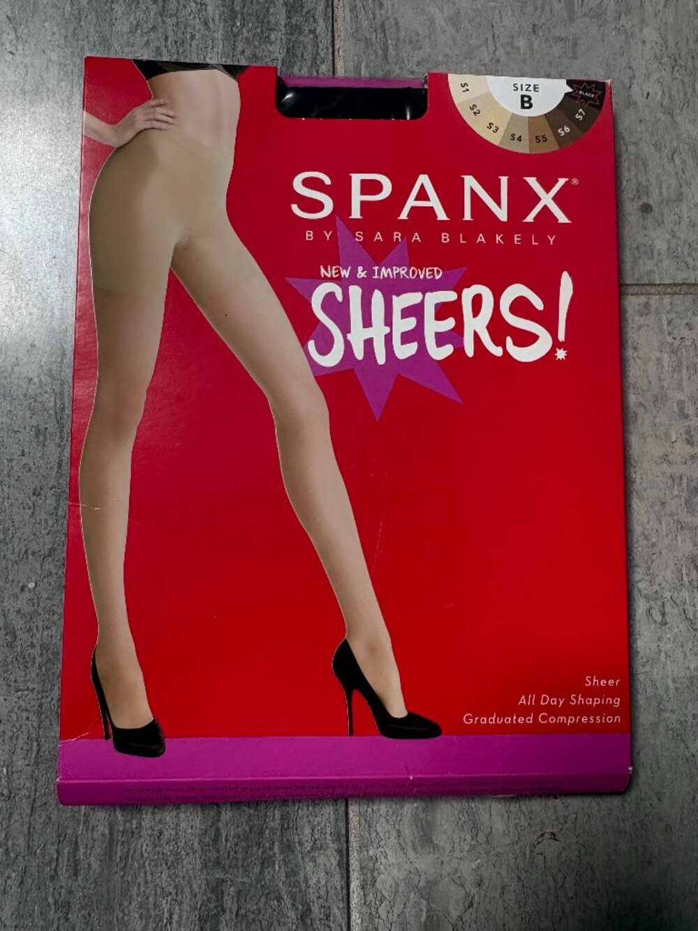 SPANX Sheers Leg Support Compression Tights Black Size B NWT